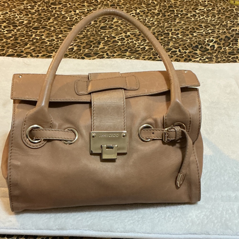 Jimmy Choo Tan Leather Top-Handle Satchel